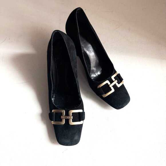 Boss Hugo Boss Black Suede Wedge Heels 37 - Picture 1 of 9